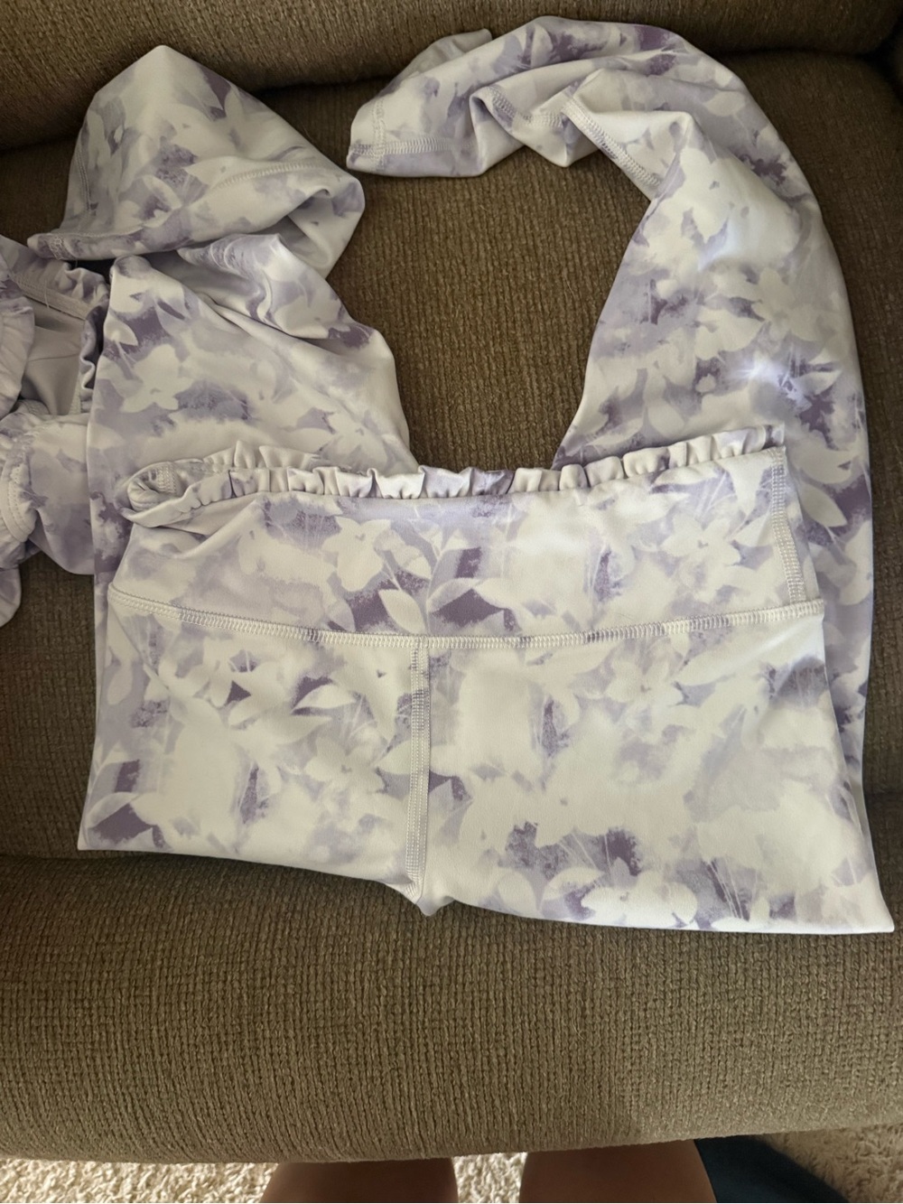 Yogalicious Lavender Tie-Dye Ruffle Sports Bra & Shorts Set - Picture 3 of 4